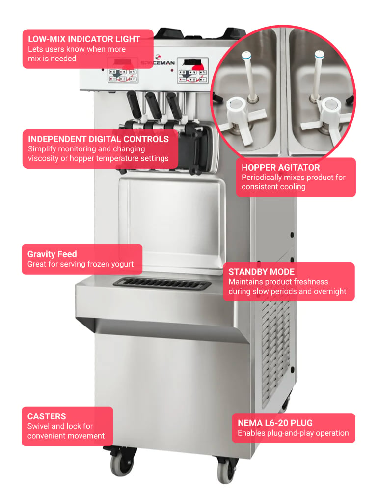 Frozen Yogurt + Ice Cream Machine - Spaceman 6378-C - High Capacity 2 Flavor