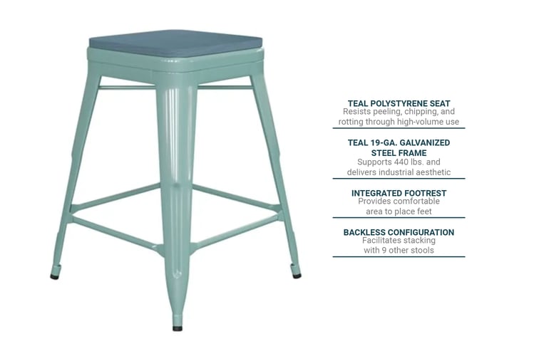 Flash Furniture 4 ET 31320 30 TL R PL2C GG Backless Barstool w