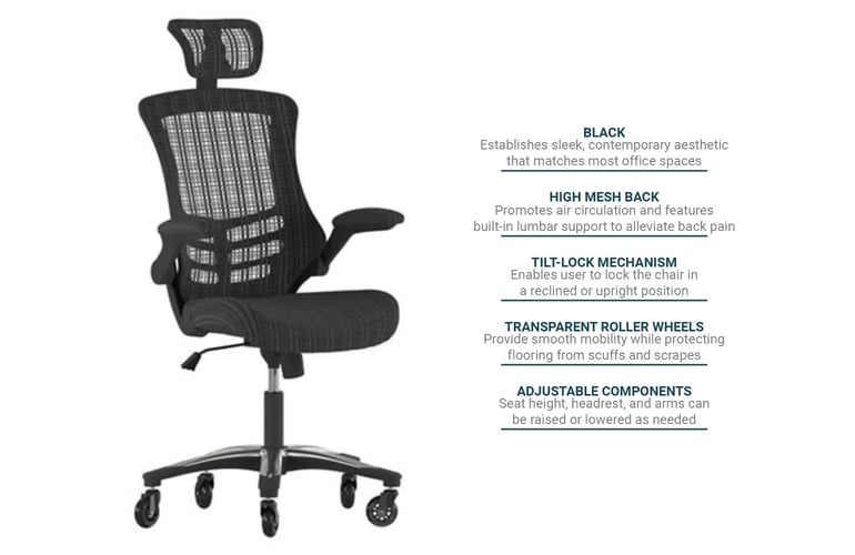 Flash Furniture BLX5HRLBGG Swivel Office Chair w/ High Back