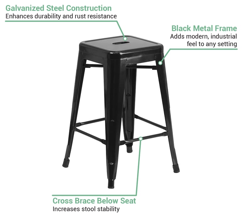 Galvanized metal bar stools deals