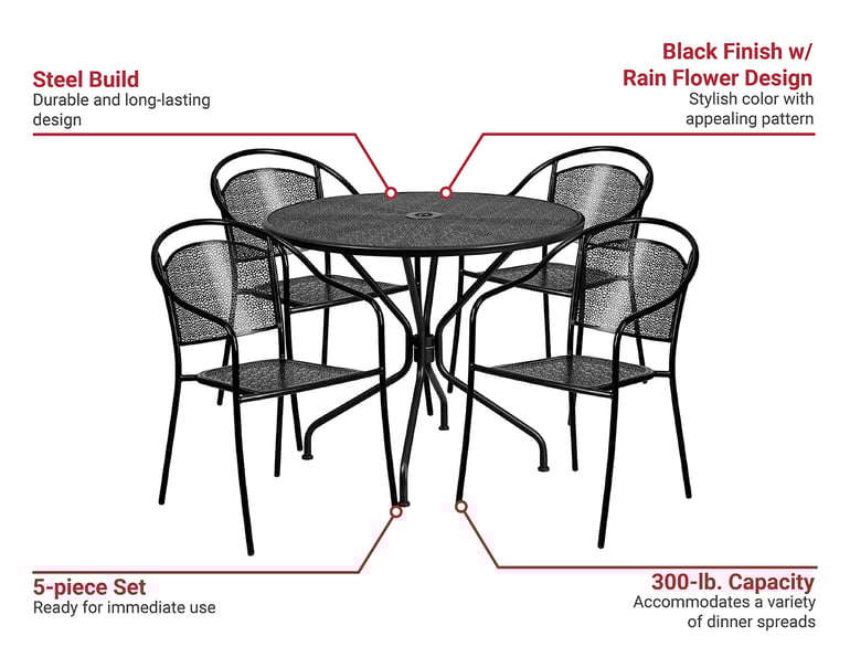 Flash Furniture CO35RD03CHR4BK Features