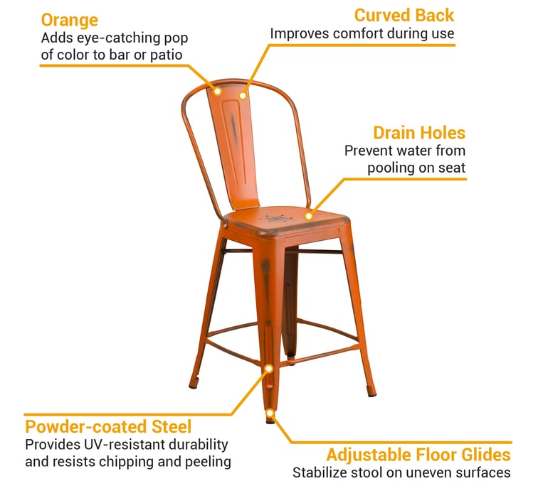 Flash Furniture ET353424OR Features