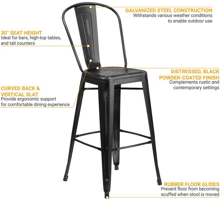 Flash Furniture ET353430BKGG Features