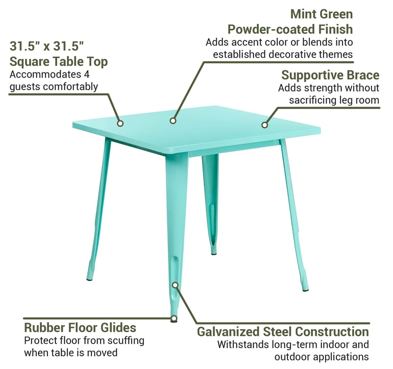 Flash Furniture ETCT0021MINT Features