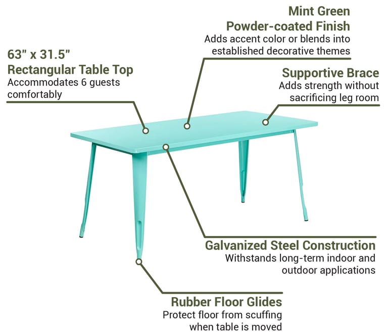 Flash Furniture ETCT005MINT Features