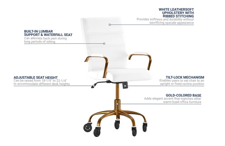 Flash Furniture GO2286MWHGLDRLBGG Swivel Office Chair w/ Mid Back