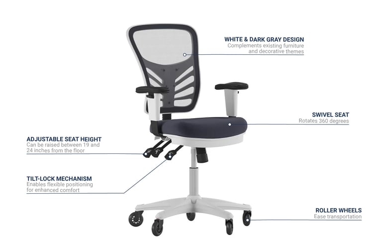 Office chair adjustable best sale seat height 24 inches