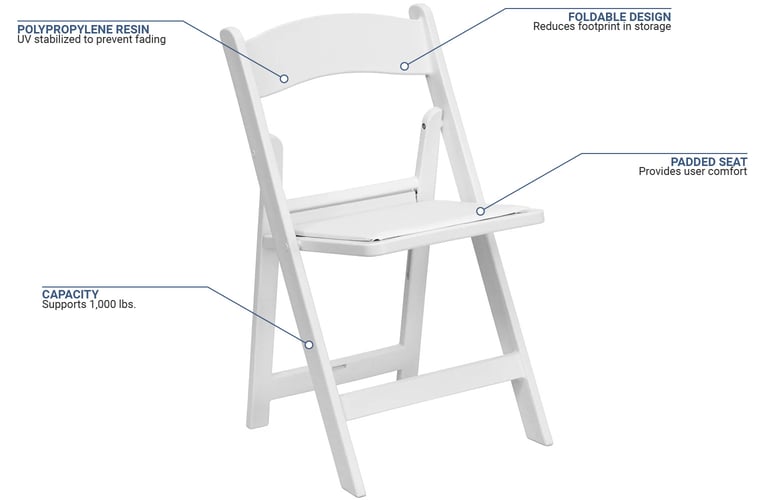 Padded white sale folding chairs
