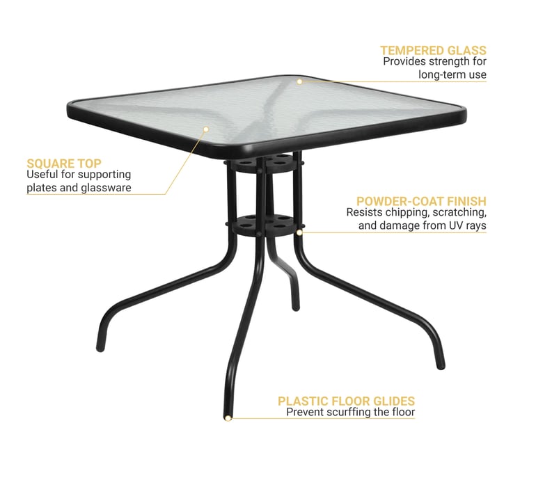 Flash furniture tempered glass metal table sale