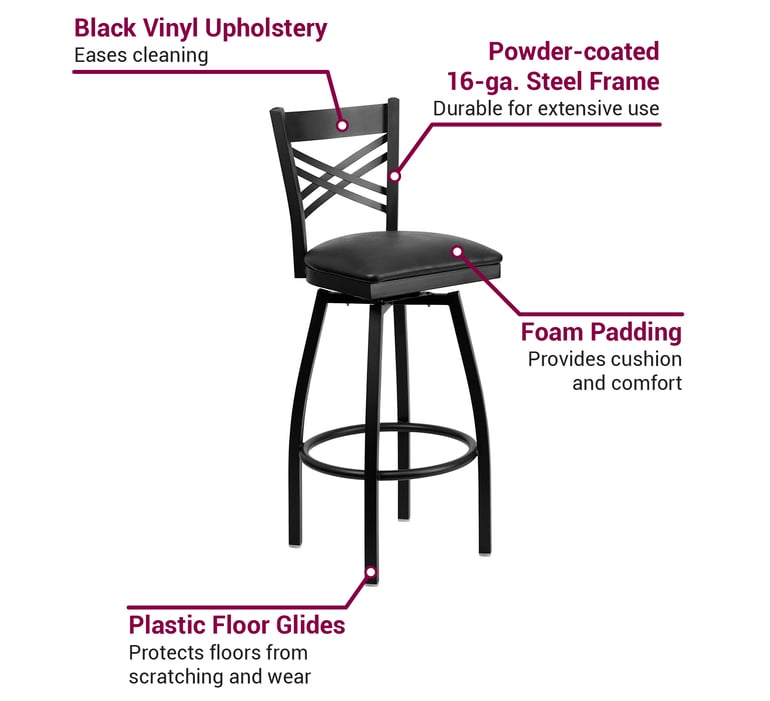 Flash Furniture X6F8BXSWVLBLKV Features