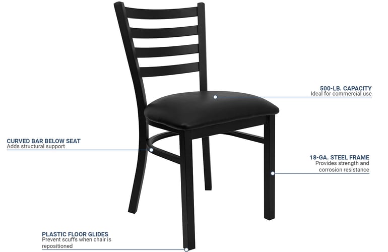  BizChair King Louis Dining/Desk Chair with Tufted Back, Black  Vinyl Seat/Frame - Chairs