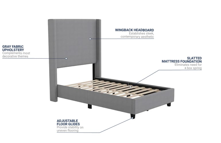 Flash Furniture YK1077GYTGG Twin Size Platform Bed Frame w