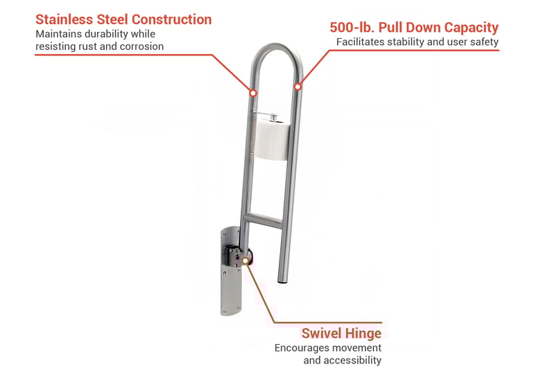 Gamco 125SWINGUPPH 29 15/16" Swing Up Grab Bar w/ Tissue Holder