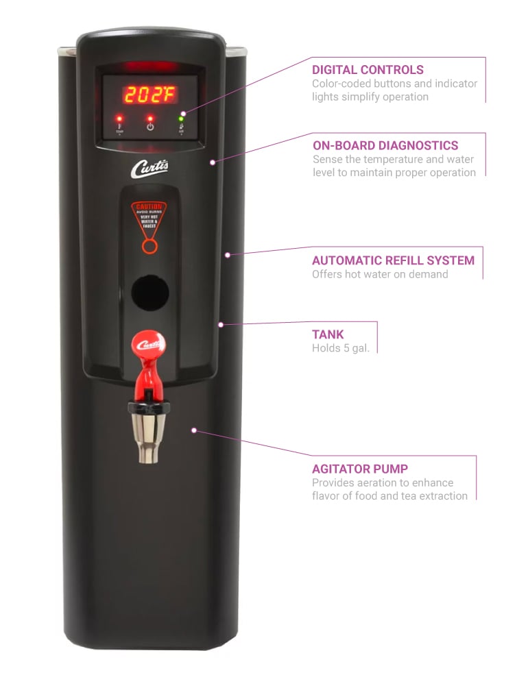 【カーチス】ホットウォーターディスペンサー WB5NLB Curtis WB5NLB Low-volume Plumbed Hot Water Dispenser - 5 gal