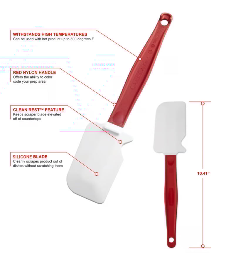 Rubbermaid FG1962000000 9 1/2" Scraper Spatula Red Handle