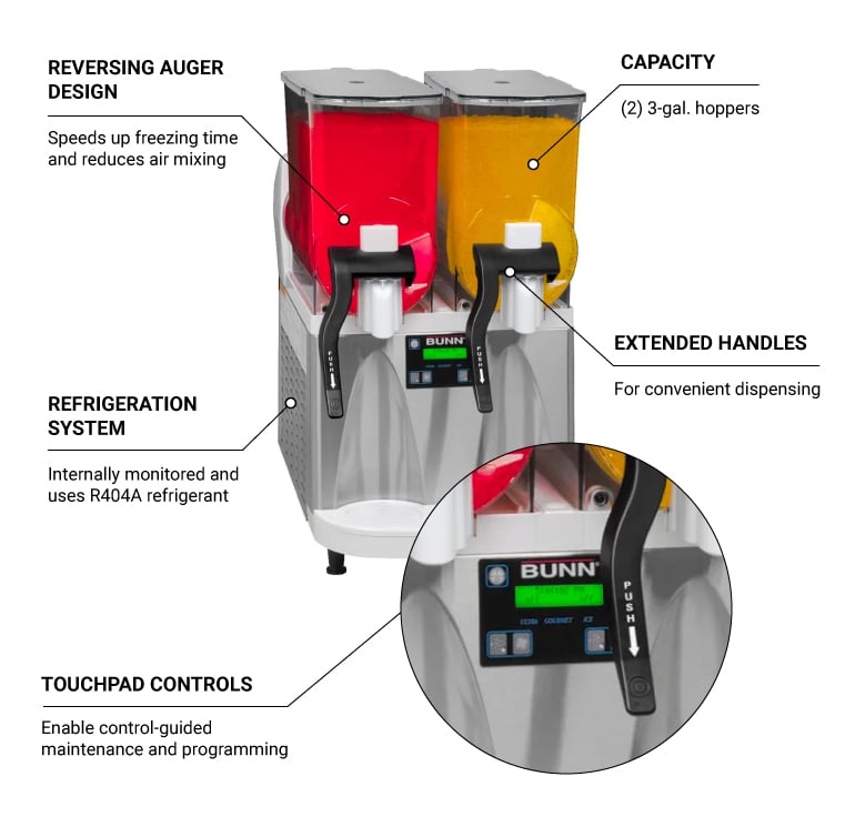 Bunn ULTRA2 HP Ultra Gourmet Ice Frozen Drink Machine w/ (2) 3 gal