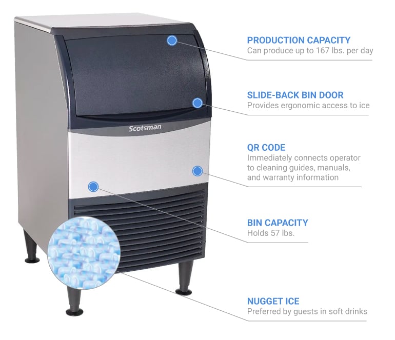 Scotsman UN1520A1 20"W Nugget Undercounter Ice Maker 167 lbs/day