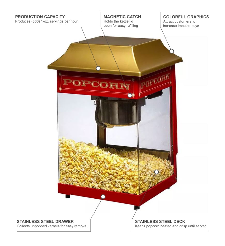 Star J4r Counter Popcorn Popper 4 Oz Kettle 115 1 Oz Servings 1v