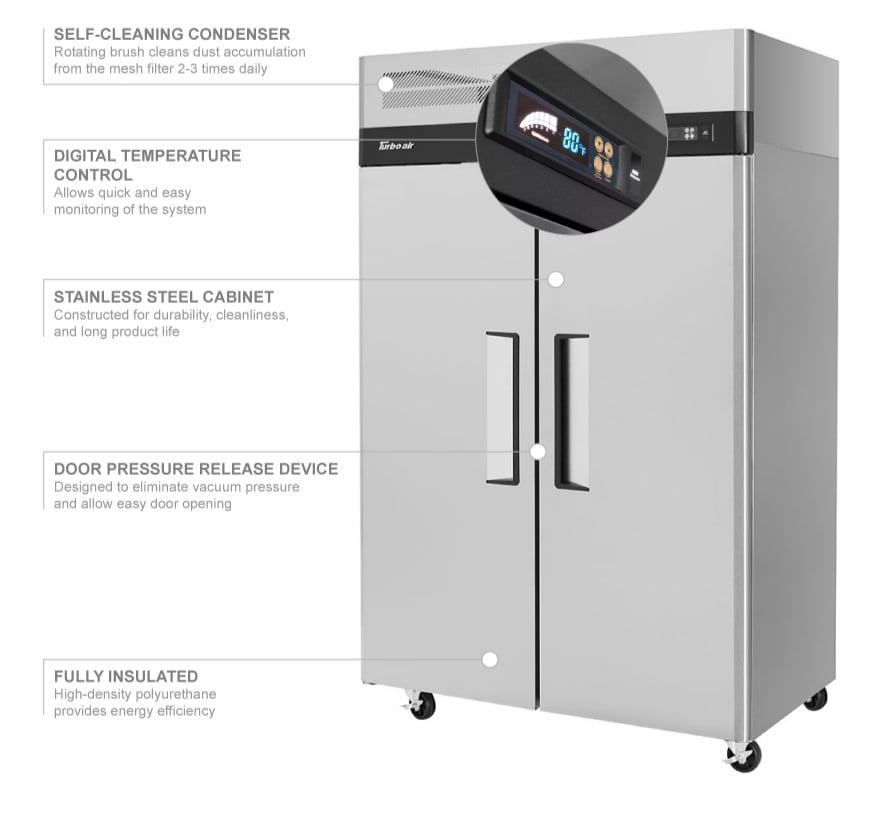M3R472 47 cu ft Capacity M3 Series Refrigerator with 2 Solid Doors Digital Temperature Control System Hot Gas Condensate System Efficient Refrigeration System and Stainless Steel Cabinet Construction in Stainless Steel