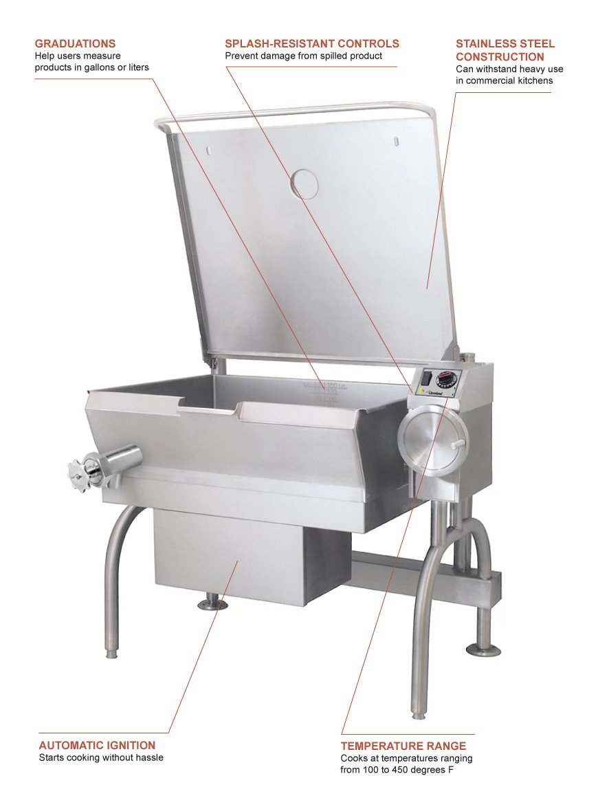 Cleveland SGL30T1 30 gal. Tilt Skillet Open Leg Base, Peened Interior