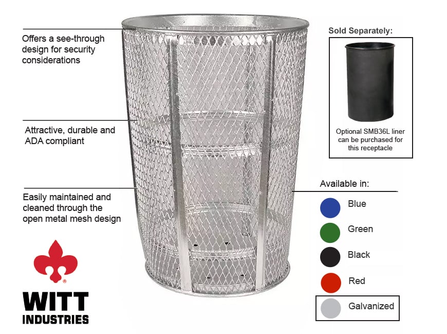 Witt Outdoor Expanded Metal Receptacle 48 Gal Galvanized Steel