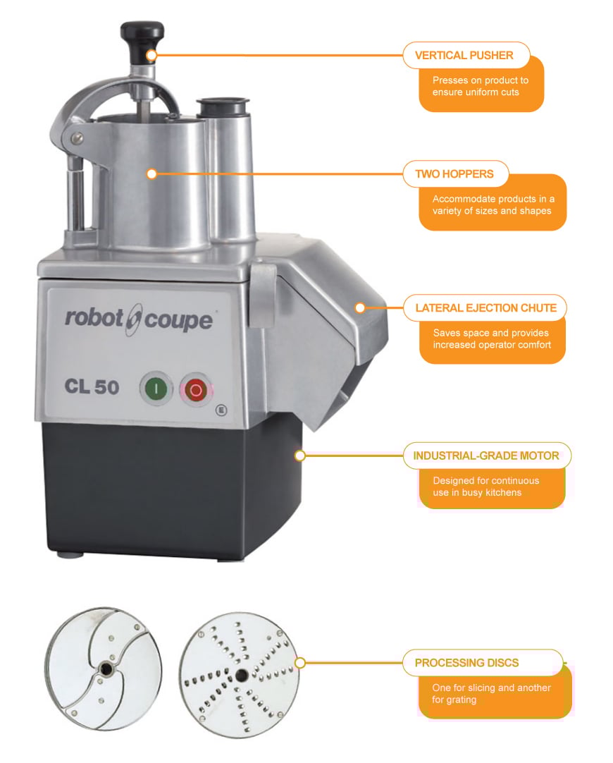 Robot Coupe CL50 1 Speed Cutter Mixer Food Processor w/ Side Discharge, 120v