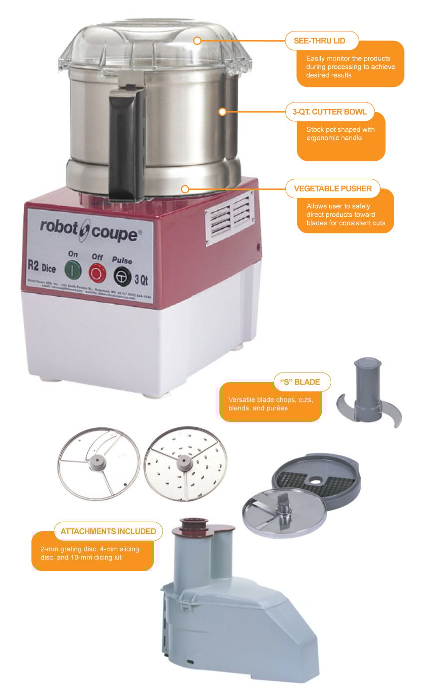 Robot Coupe R2 DICE ULTRA 1 Speed Cutter Mixer Food Processor w/ 3 qt Bowl, 120v