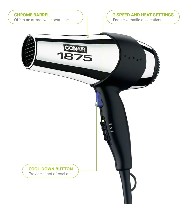 Conair Hospitality 070RACHNW Full-Size Hair Dryer w/ Cool Shot Button