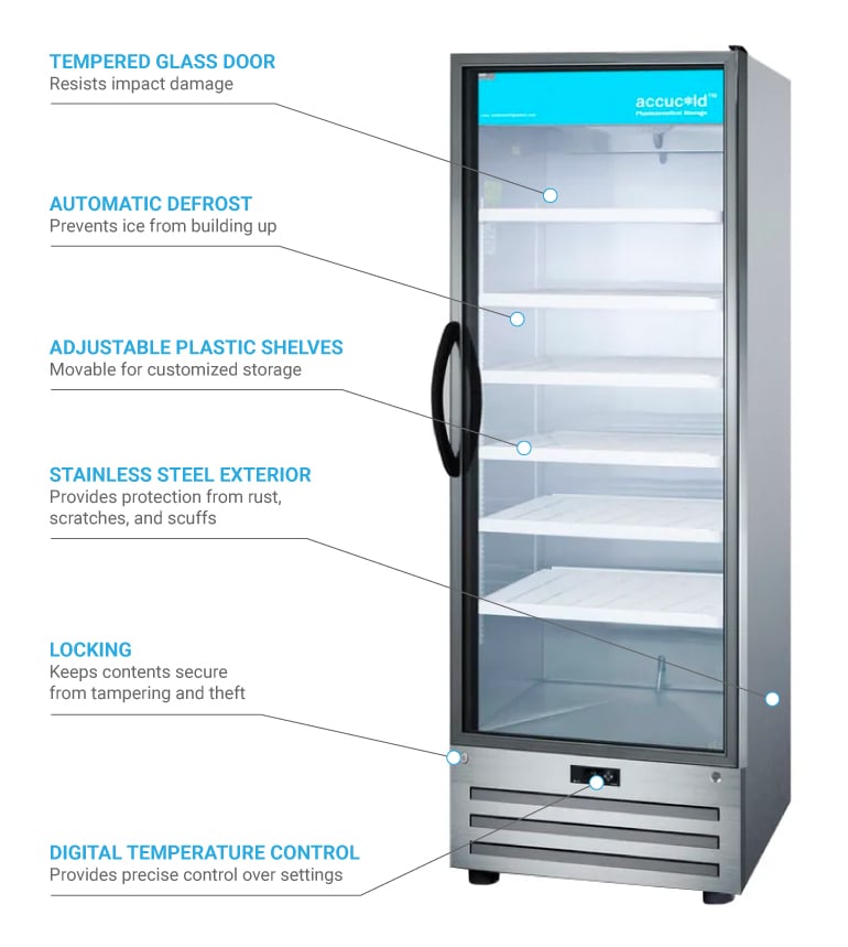 Accucold ACR1718RH 28" Pharmaceutical Refrigerator Locking, Stainless