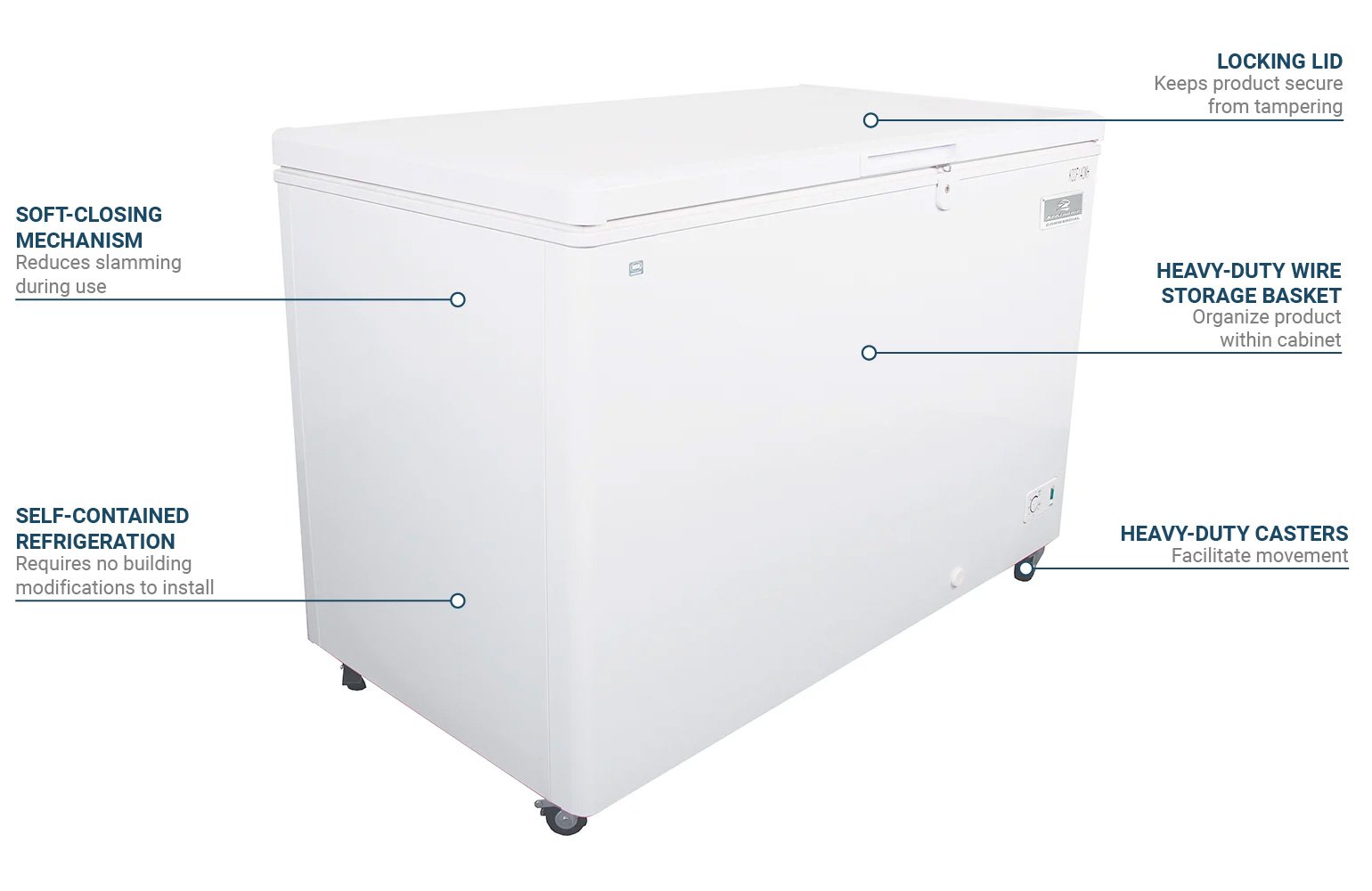 Kelvinator Commercial Kccf140wh 51 3 4 Mobile Chest Freezer W Wire Storage Basket White 115v