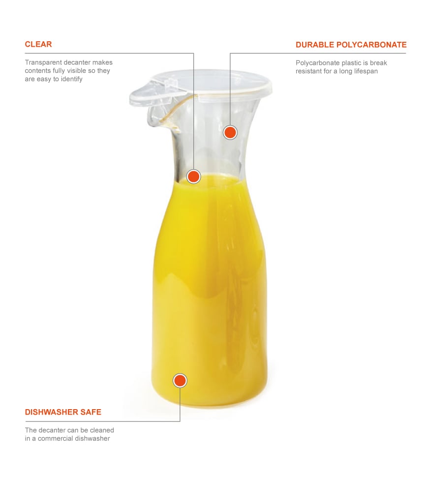 GET BW1050PCCL 17 oz Wine & Juice Decanter w/ Lid, Clear Polycarbonate