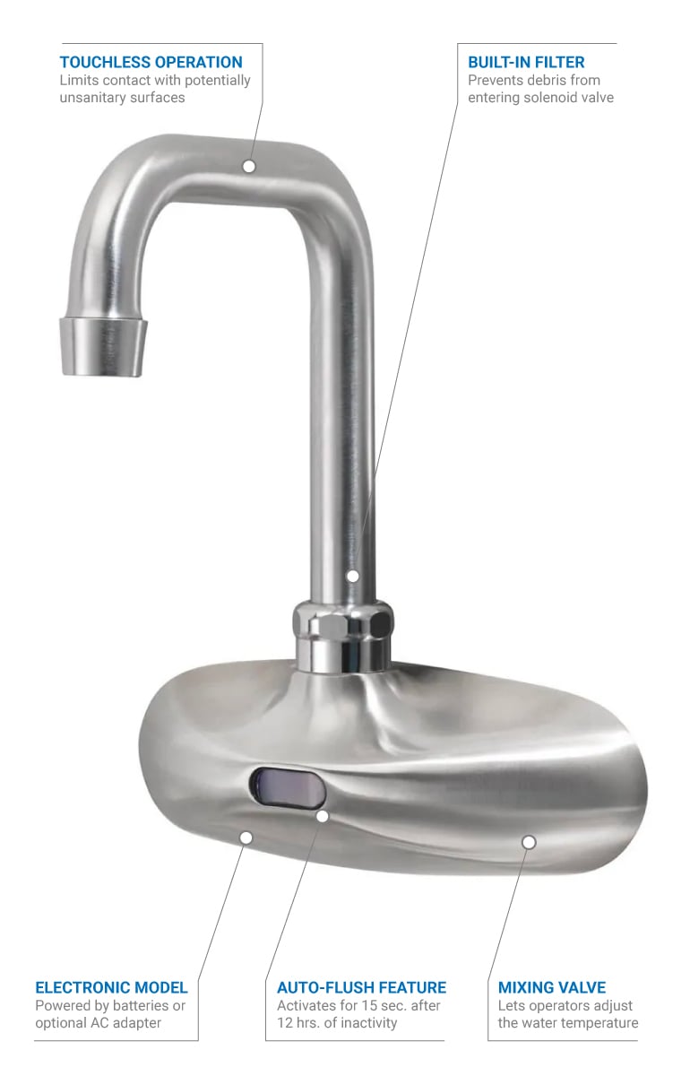 Krowne 16670 Wall Mount Electronic Faucet 4" Centers, High Arc Spout