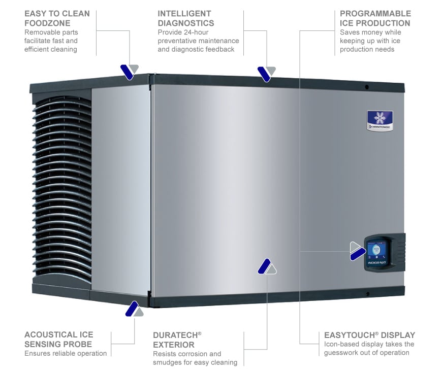 Manitowoc IYT0300A/D400 310 lb Indigo NXT? Half Cube Ice Maker w/ Bin - 365 lb Storage, Air Cooled, 115V