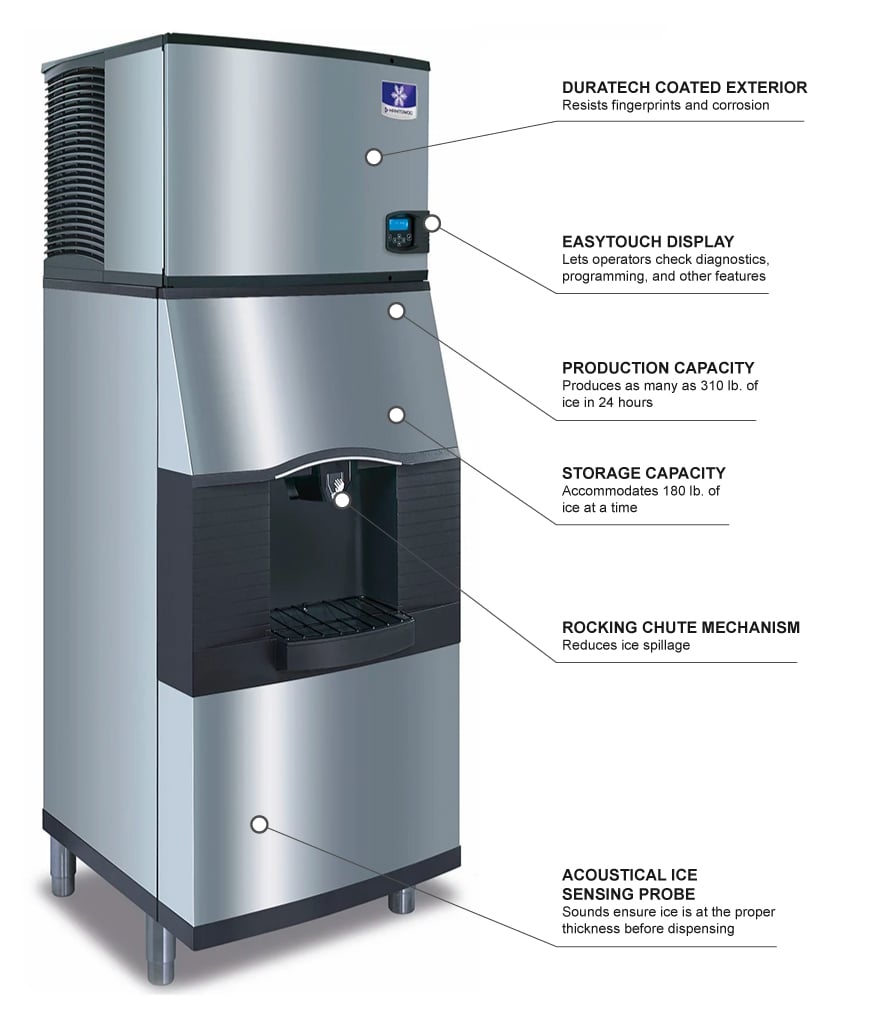 Manitowoc Ice IY0304A/SPA310 310 lb Half Cube Ice Maker w/ Ice