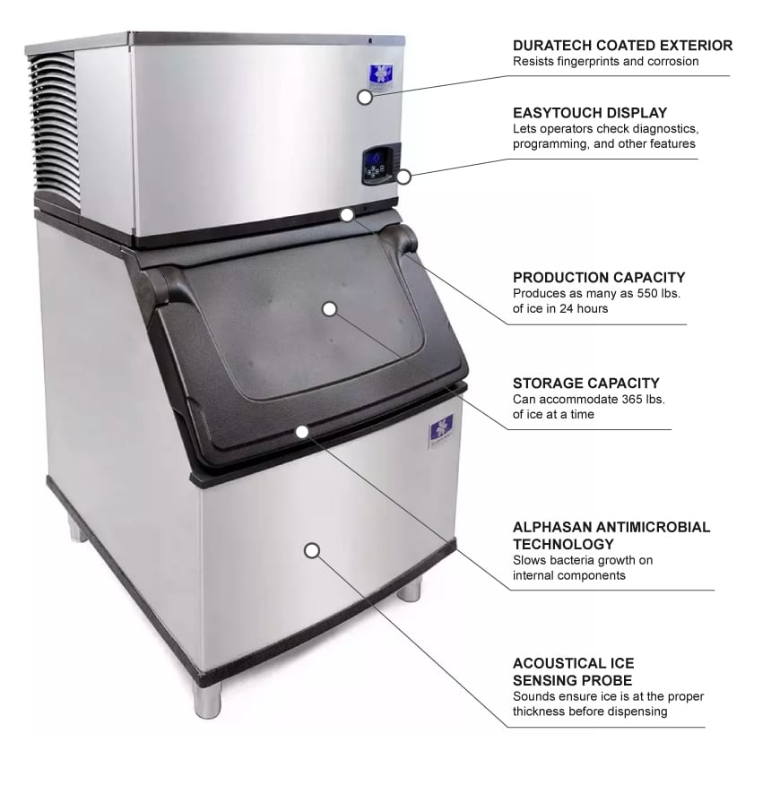 Manitowoc Ice IYT0500A/D400 550 lb Indigo NXT™ Half Cube Ice Maker w