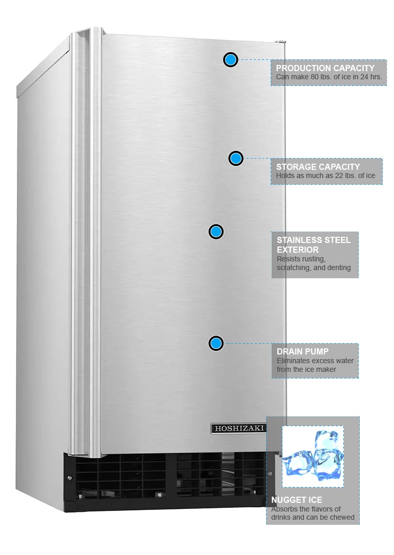 Hoshizaki C80BAJ 14 7/8"W Nugget Undercounter Ice Maker 80 lbs/day