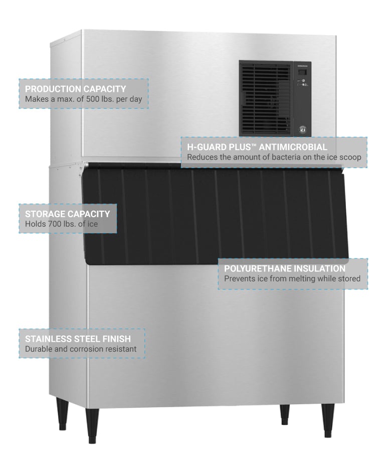 Hoshizaki IM500SAA/B700PF 500 lb Full Cube Ice Maker w/ Bin 700 lb