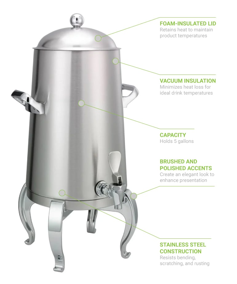 Service Ideas URN50VBSRG 5 gal Medium Volume Dispenser Coffee Urn w/ 1 Tank, Thermal