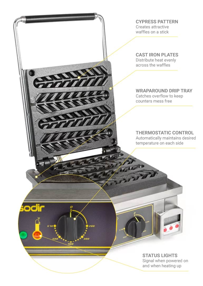 Equipex GES23 Single Specialty Waffle Maker w/ Cast Iron Grids, 1600W