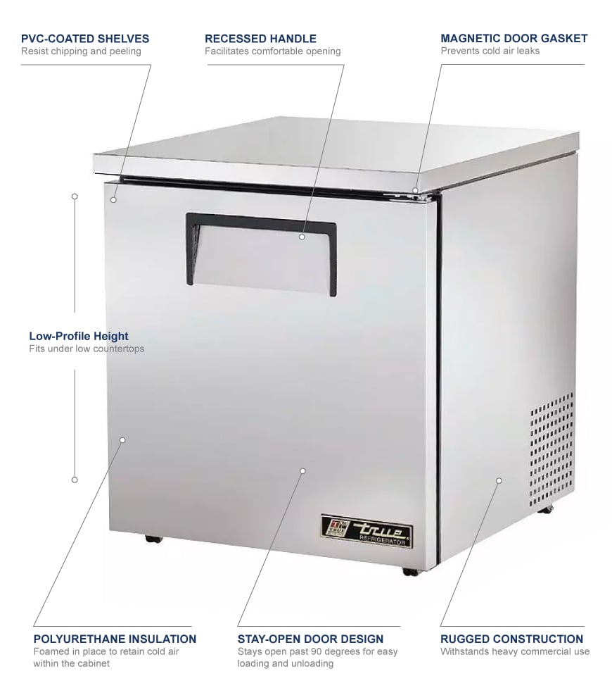 True TUC27LPHC 27" W Undercounter Refrigerator w/ (1) Section & (1