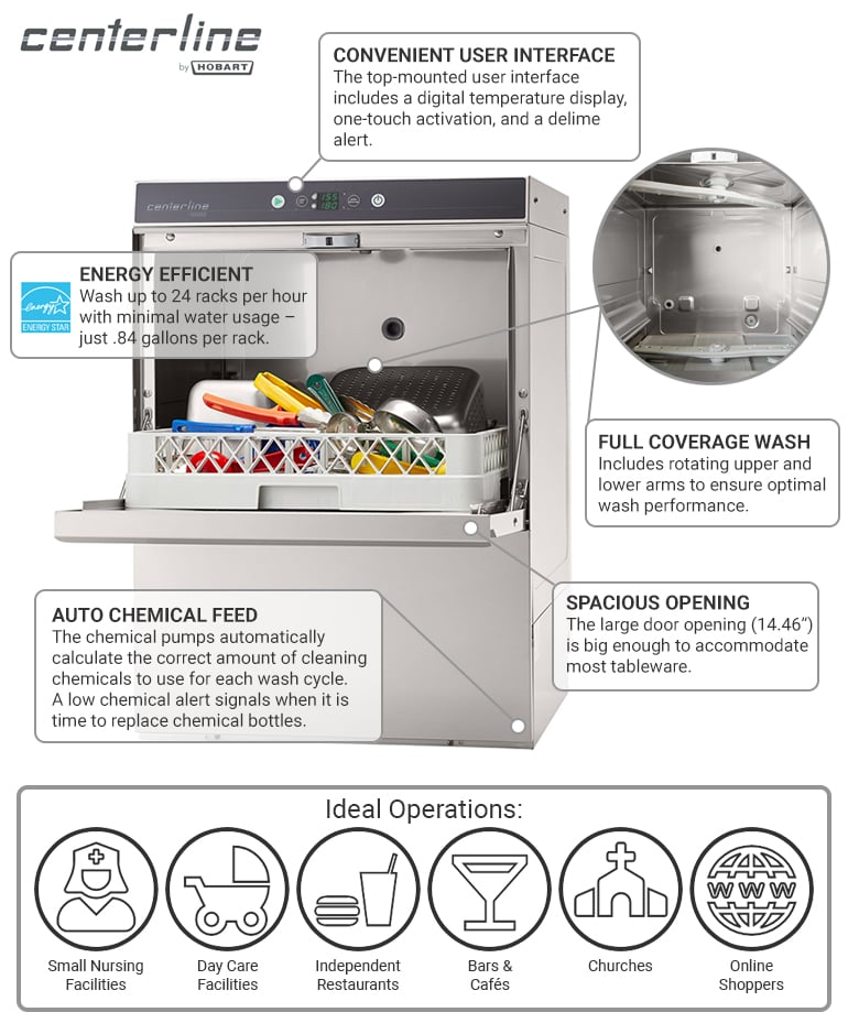 Centerline by Hobart CUH1 Centerline High Temp Rack Undercounter