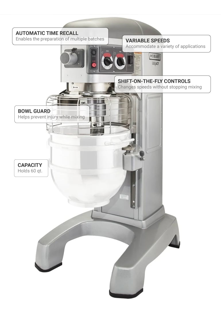 Hobart HL6001 60 qt Mixer Floor Model, 2 7/10 hp, 200 240v