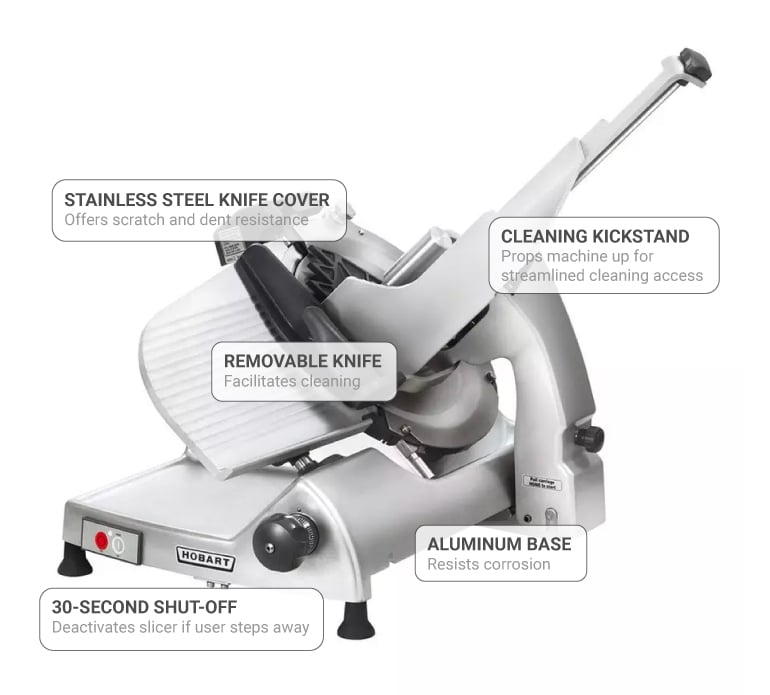 Hobart HS81 Heavy Duty Manual Slicer w/ 13" Removable Knife Tool, Anodized Finish & 6 Interlocks