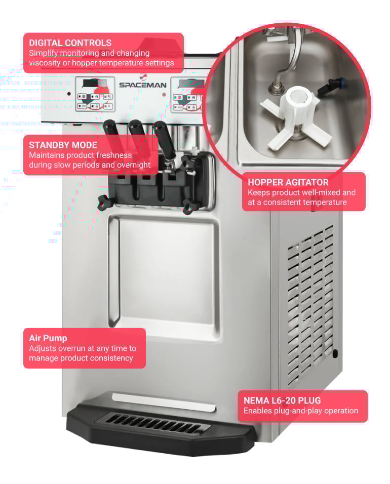 Spaceman 6235AC Soft Serve Ice Cream Machine w/ (2) 6 qt Flavor Hopper, 208230v, 1ph