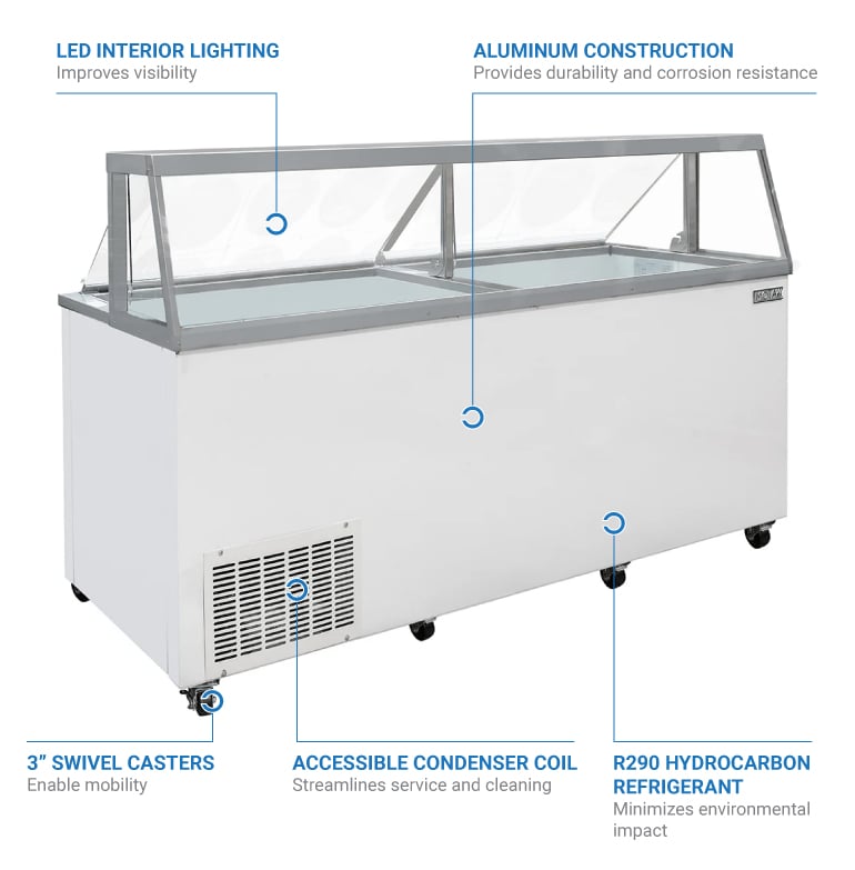 MoTak MDC35 88 5/8" Mobile Ice Cream Dipping w/ 28 Tub Capacity White, 115v