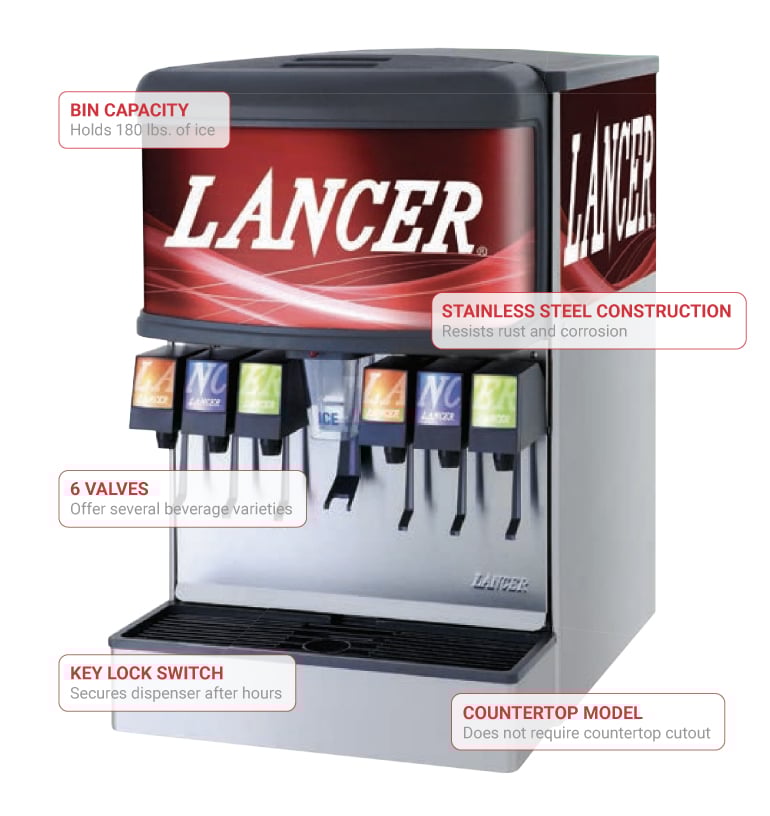 Lancer 85-4526H-111 Countertop Cube Ice & Soft Drink Dispenser - 180 lb