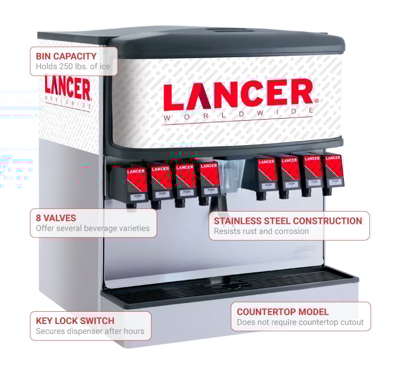 Lancer 854548H111 Countertop Cube Ice & Soft Drink Dispenser 250 lb