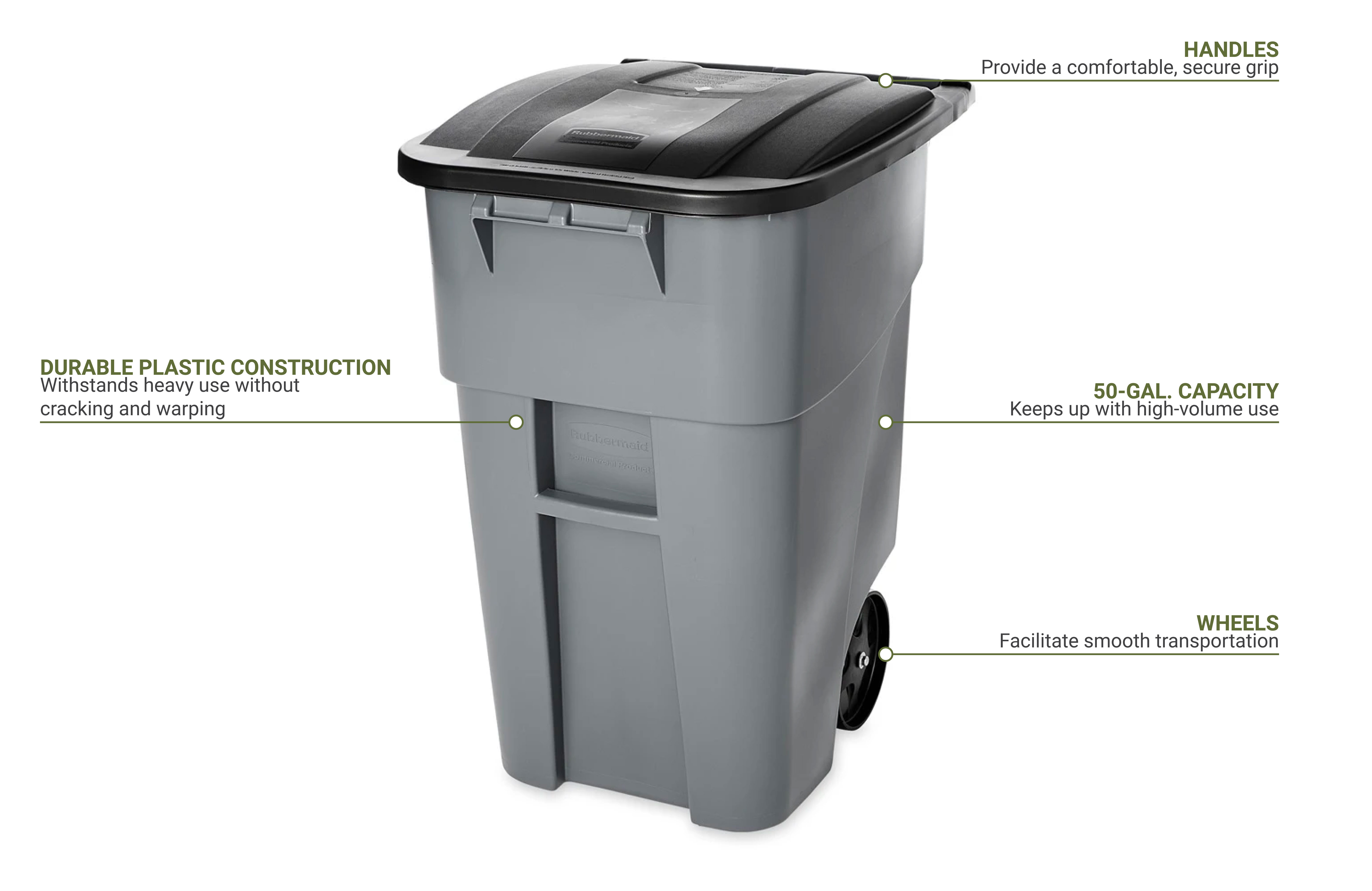 FG9W2700GRAY for sale online Rubbermaid Brute Commercial Rollout Container 