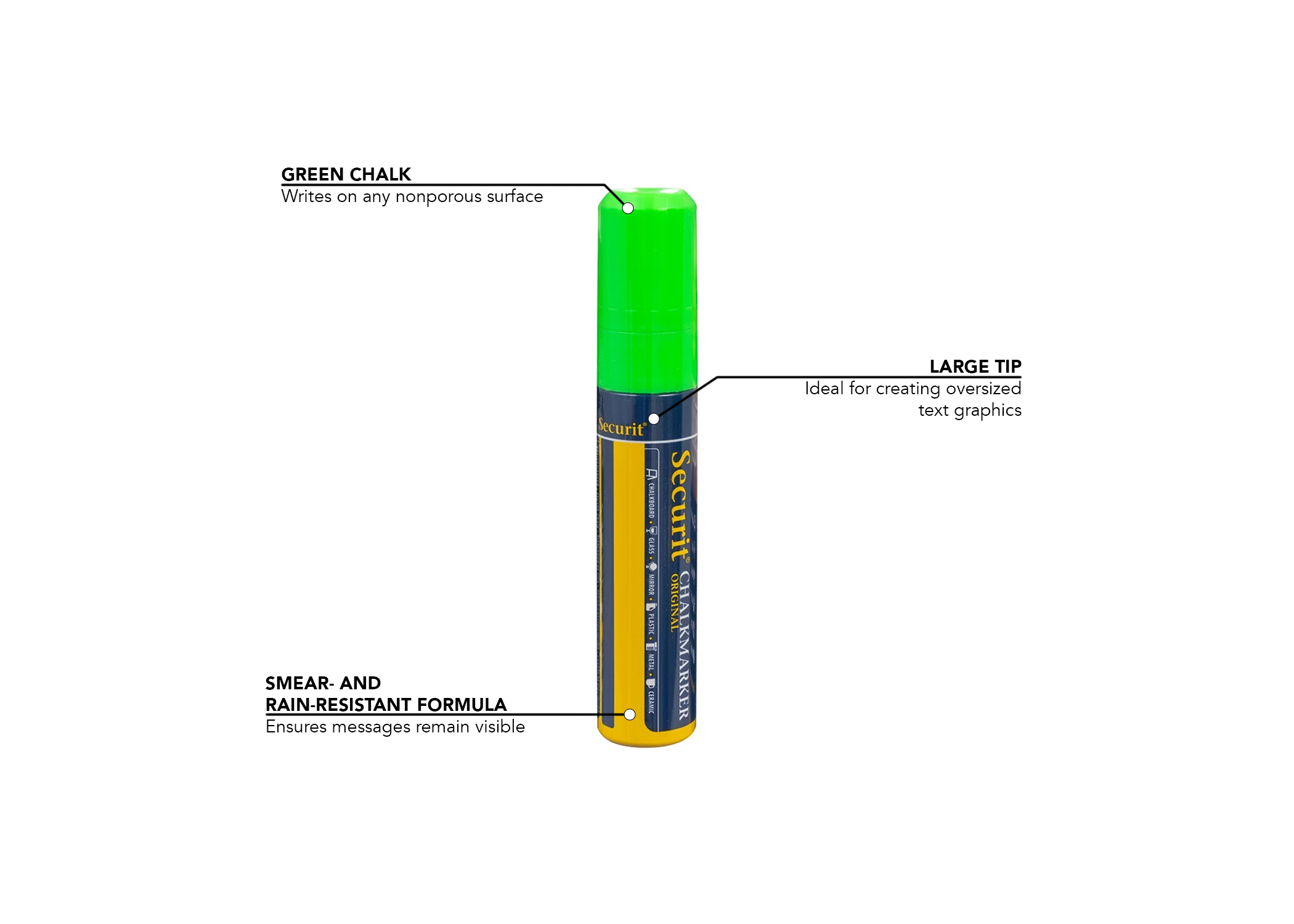 American Metalcraft BLSMA720GR Large Tip Chalk Marker, Green