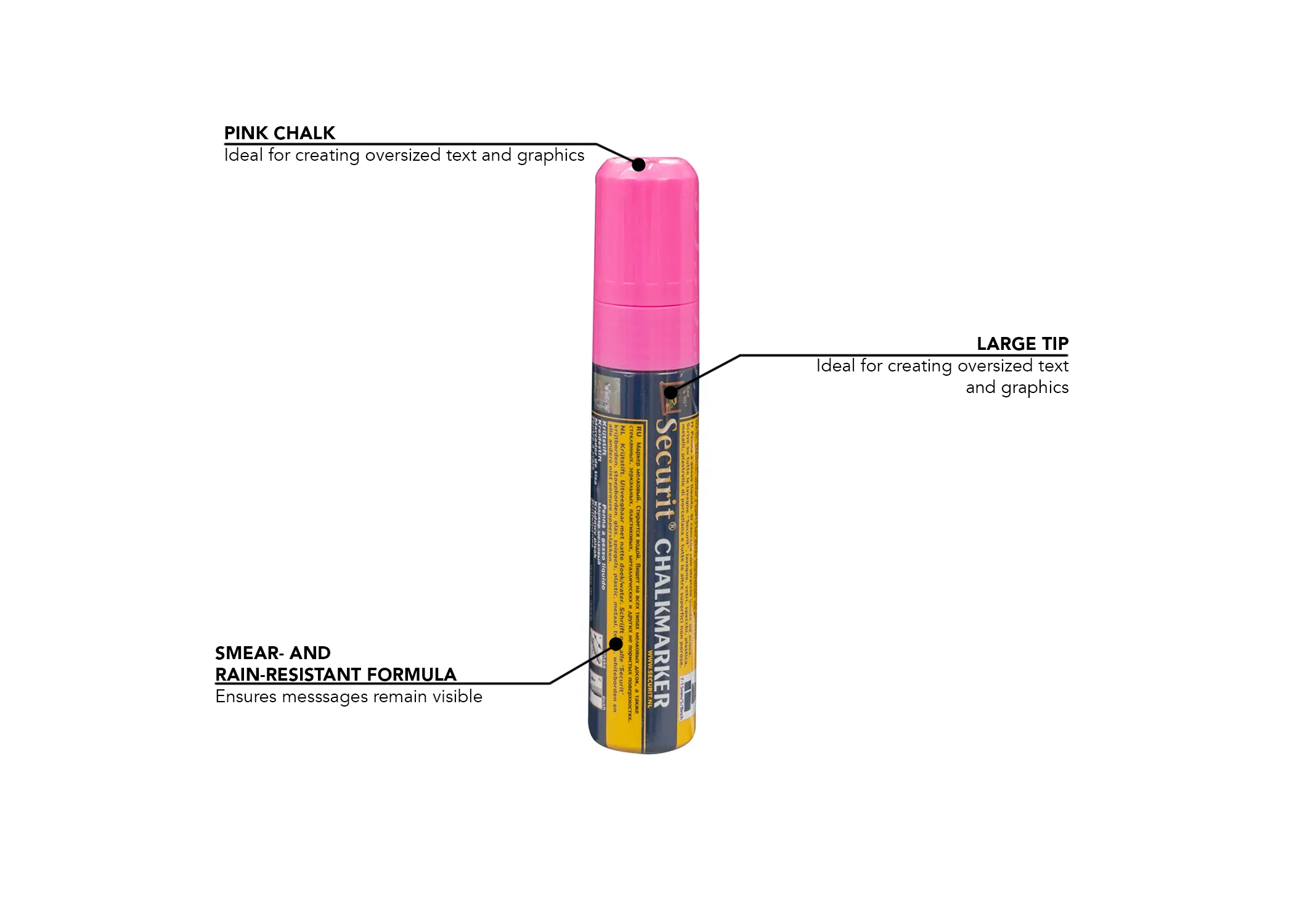 American Metalcraft BLSMA720PI Large Tip Chalk Marker, Pink